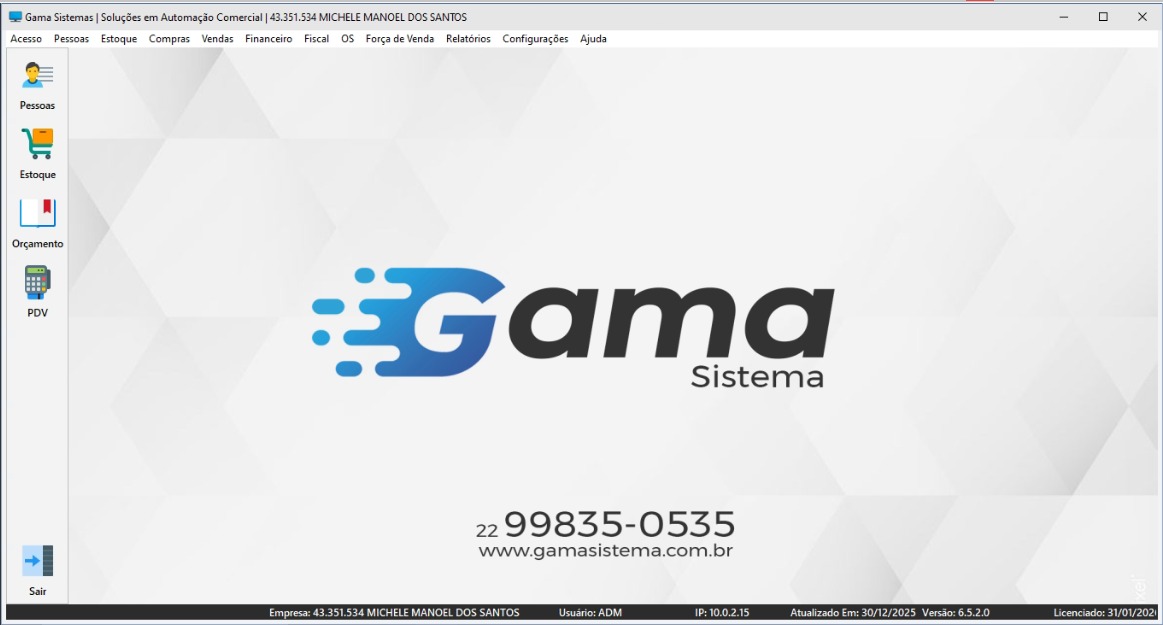 Tela Inicial - Retaguarda